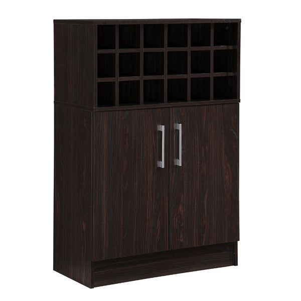 Wine and Bar Cabinet, Holds 18 Bottles, Wenge Wood 2 Doors, 43 Inch -BM335437