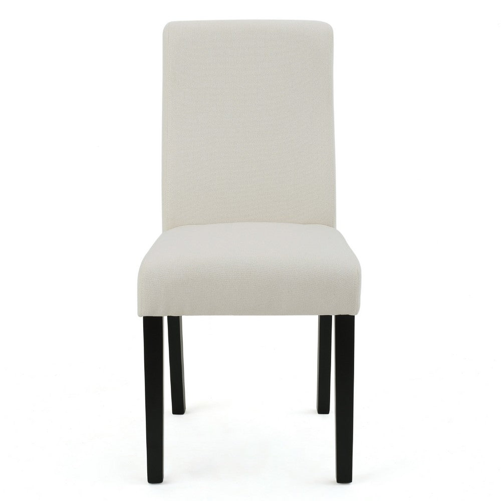 Celine Dining Side Chair Set of 2, Ivory Fabric and Black Wood Frame -BM335438