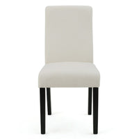 Celine Dining Side Chair Set of 2, Ivory Fabric and Black Wood Frame -BM335438