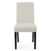 Celine Dining Side Chair Set of 2, Ivory Fabric and Black Wood Frame -BM335438