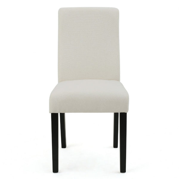 Celine Dining Side Chair Set of 2, Ivory Fabric and Black Wood Frame -BM335438
