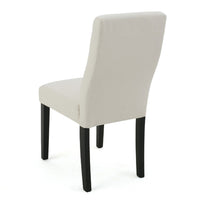 Celine Dining Side Chair Set of 2, Ivory Fabric and Black Wood Frame -BM335438