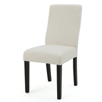 Celine Dining Side Chair Set of 2, Ivory Fabric and Black Wood Frame -BM335438