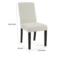 Celine Dining Side Chair Set of 2, Ivory Fabric and Black Wood Frame -BM335438