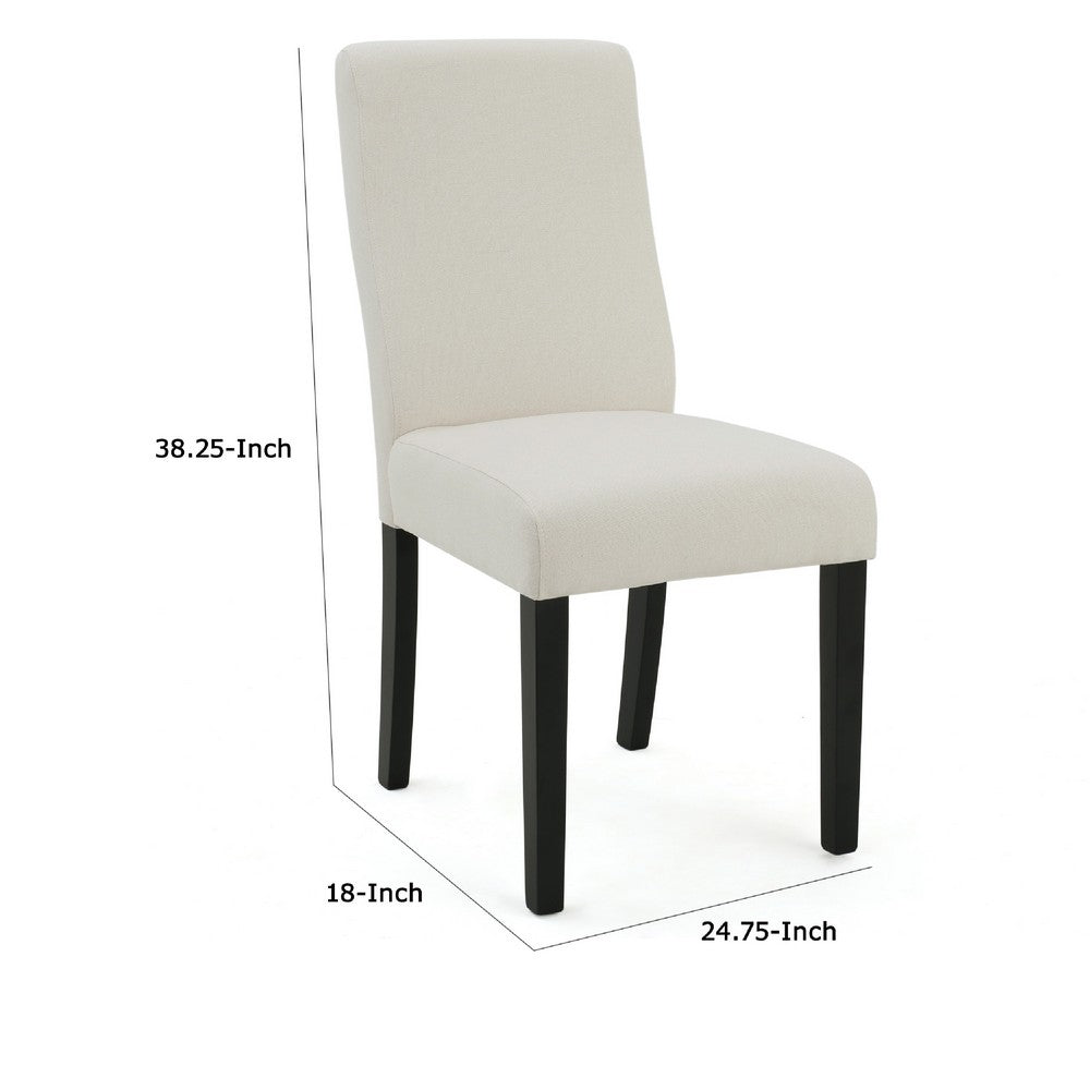Celine Dining Side Chair Set of 2, Ivory Fabric and Black Wood Frame -BM335438