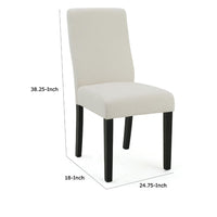 Celine Dining Side Chair Set of 2, Ivory Fabric and Black Wood Frame -BM335438