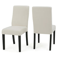 Celine Dining Side Chair Set of 2, Ivory Fabric and Black Wood Frame -BM335438