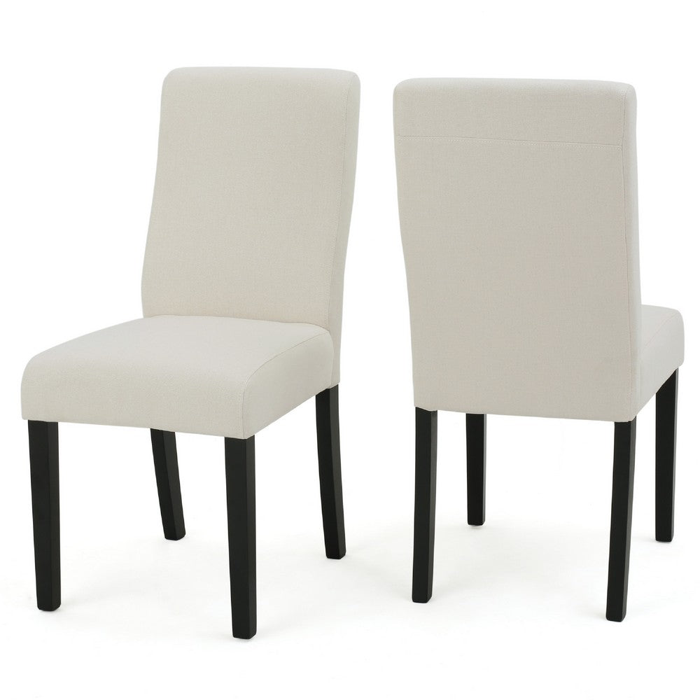 Celine Dining Side Chair Set of 2, Ivory Fabric and Black Wood Frame -BM335438