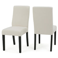 Celine Dining Side Chair Set of 2, Ivory Fabric and Black Wood Frame -BM335438