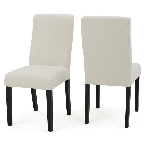 Celine Dining Side Chair Set of 2, Ivory Fabric and Black Wood Frame -BM335438
