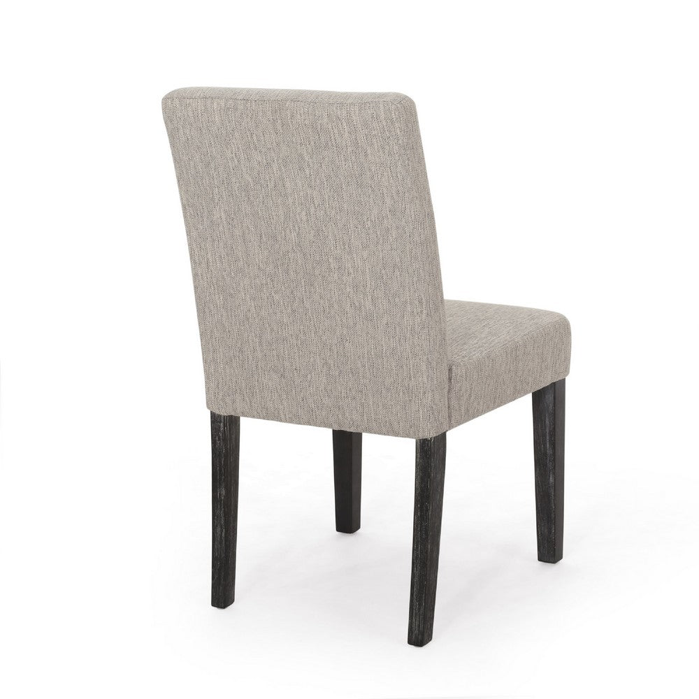 Dining Chair Set of 2, Light Gray Fabric, Soft Cushions and Black Wood -BM335439