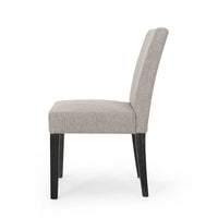 Dining Chair Set of 2, Light Gray Fabric, Soft Cushions and Black Wood -BM335439