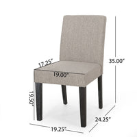 Dining Chair Set of 2, Light Gray Fabric, Soft Cushions and Black Wood -BM335439