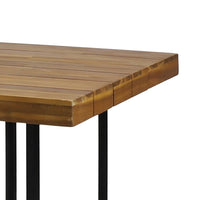 Niyan Outdoor Dining Table, Brown Wood Top, Black Metal Base, 72 Inch -BM335447