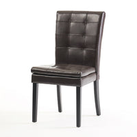 Brenda Dining Chair Set of 2, Chocolate Brown Tufted Faux Leather -BM335449