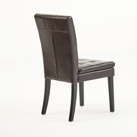 Brenda Dining Chair Set of 2, Chocolate Brown Tufted Faux Leather -BM335449