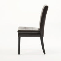 Brenda Dining Chair Set of 2, Chocolate Brown Tufted Faux Leather -BM335449