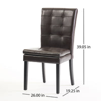 Brenda Dining Chair Set of 2, Chocolate Brown Tufted Faux Leather -BM335449