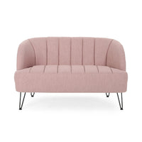 Buno Loveseat, Blush Pink Tufted Polyester, Metal Hairpin Legs 50 Inch -BM335450