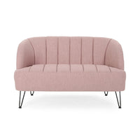 Buno Loveseat, Blush Pink Tufted Polyester, Metal Hairpin Legs 50 Inch -BM335450