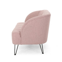 Buno Loveseat, Blush Pink Tufted Polyester, Metal Hairpin Legs 50 Inch -BM335450