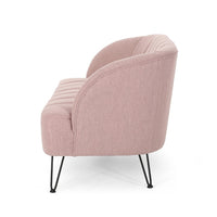 Buno Loveseat, Blush Pink Tufted Polyester, Metal Hairpin Legs 50 Inch -BM335450