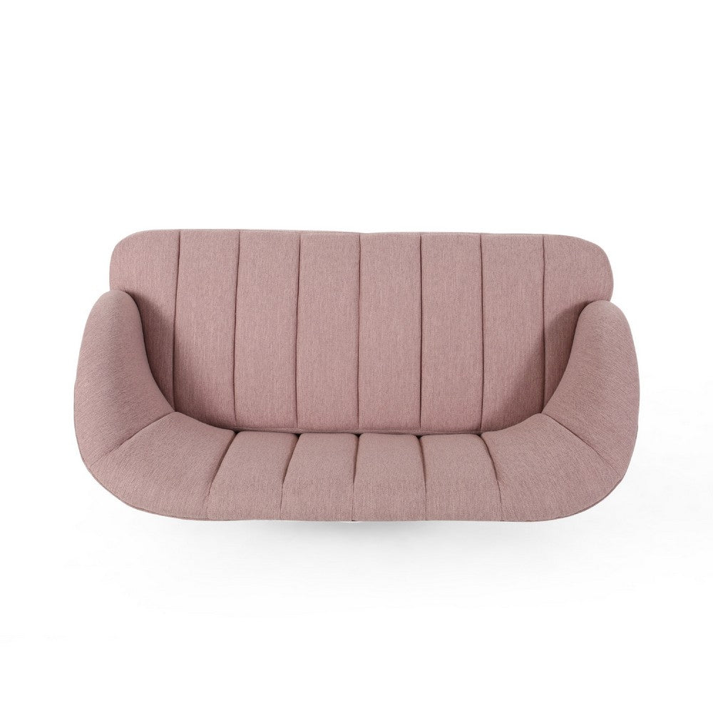 Buno Loveseat, Blush Pink Tufted Polyester, Metal Hairpin Legs 50 Inch -BM335450