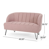Buno Loveseat, Blush Pink Tufted Polyester, Metal Hairpin Legs 50 Inch -BM335450