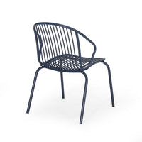 Osto Outdoor Side Chair Set of 2, Navy Blue Iron Frames, Sleek Legs -BM335452