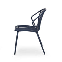 Osto Outdoor Side Chair Set of 2, Navy Blue Iron Frames, Sleek Legs -BM335452