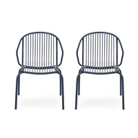 Osto Outdoor Side Chair Set of 2, Navy Blue Iron Frames, Sleek Legs -BM335452
