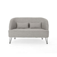 Loveseat, Light Gray Fabric, Retro Black Metal Hairpin Legs, 50 Inch -BM335454