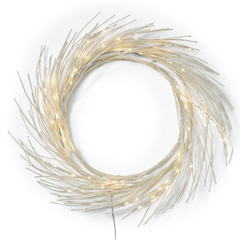 Eko Decorative Wreath, LED Lights, Natural Beige Iron, 24 Inch -BM335458