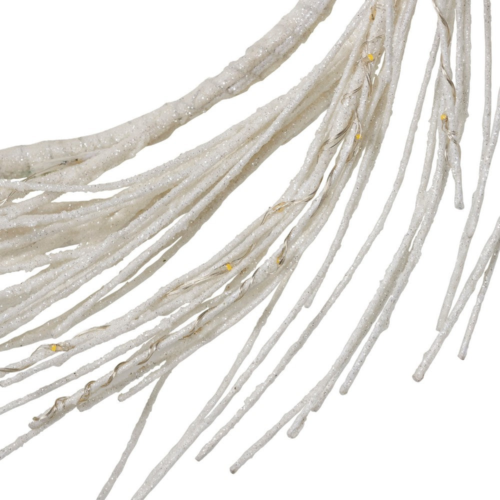Eko Decorative Wreath, LED Lights, Natural Beige Iron, 24 Inch -BM335458