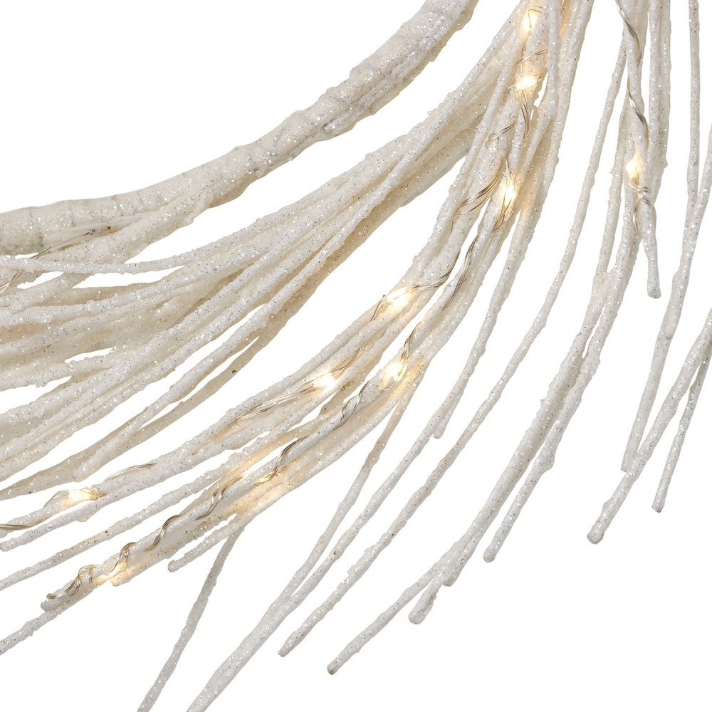 Eko Decorative Wreath, LED Lights, Natural Beige Iron, 24 Inch -BM335458