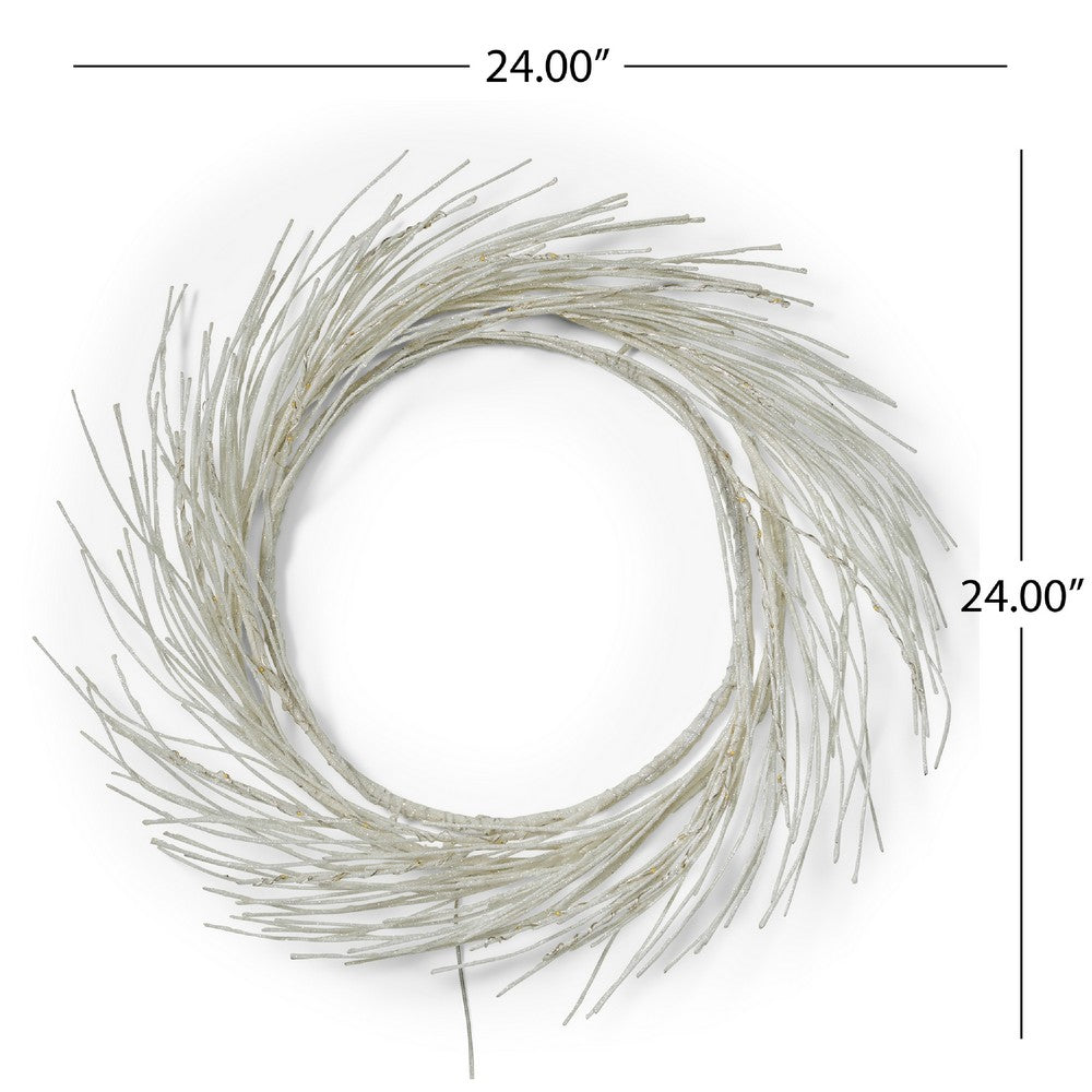 Eko Decorative Wreath, LED Lights, Natural Beige Iron, 24 Inch -BM335458