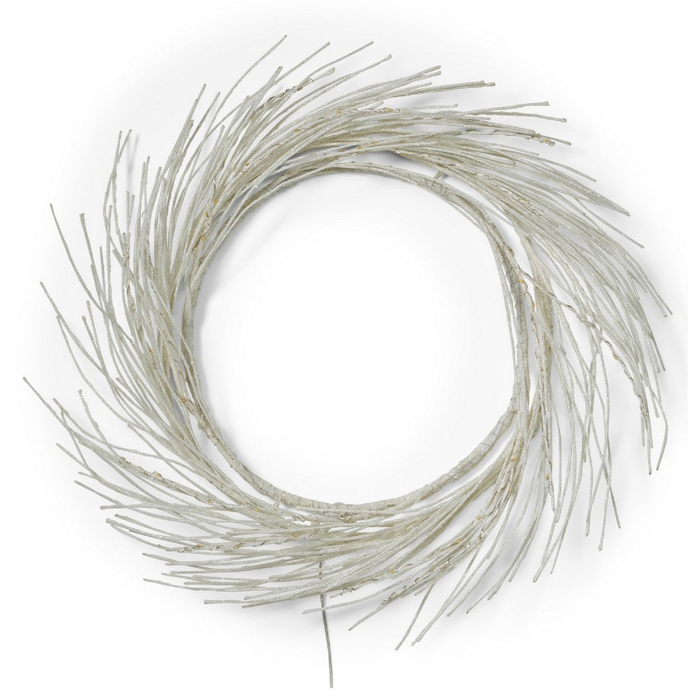 Eko Decorative Wreath, LED Lights, Natural Beige Iron, 24 Inch -BM335458