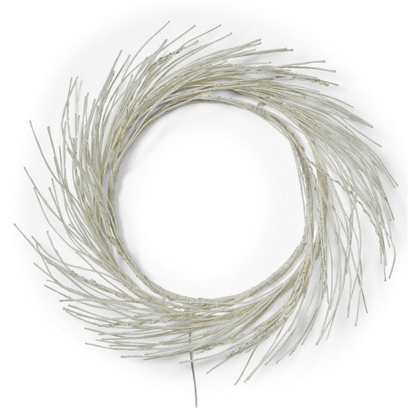 Eko Decorative Wreath, LED Lights, Natural Beige Iron, 24 Inch -BM335458