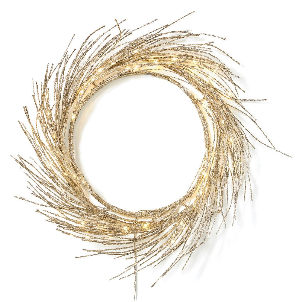 Eko Decorative Wreath, LED Lights, Champagne Iron Spiral 24 Inch -BM335459