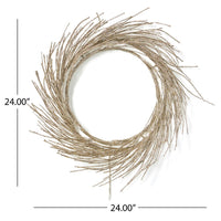 Eko Decorative Wreath, LED Lights, Champagne Iron Spiral 24 Inch -BM335459