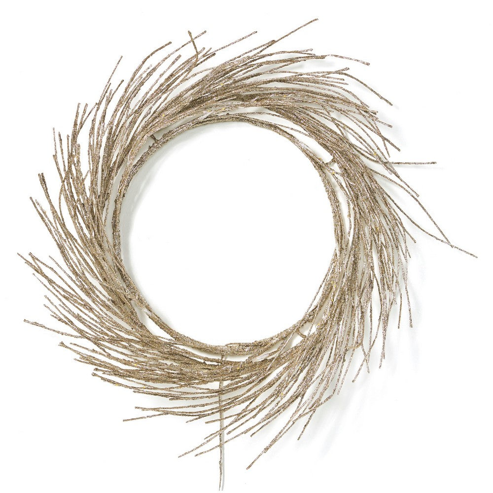Eko Decorative Wreath, LED Lights, Champagne Iron Spiral 24 Inch -BM335459