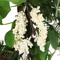 Jay Hanging Berry Wreath, White Green Faux Eucalyptus Leaves 26 Inch -BM335460