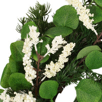 Jay Hanging Berry Wreath, White Green Faux Eucalyptus Leaves 26 Inch -BM335460