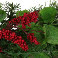 Jay Hanging Berry Wreath, Red Green Faux Eucalyptus Leaves 26 Inch -BM335461
