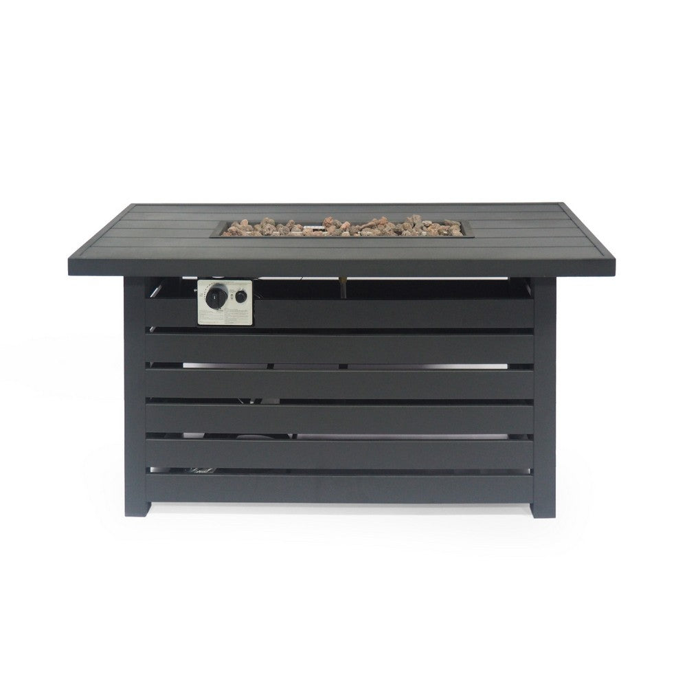 Outdoor Fire Pit, Black Iron, Inner Propane Gas Tank Storage, 47 Inch -BM335462