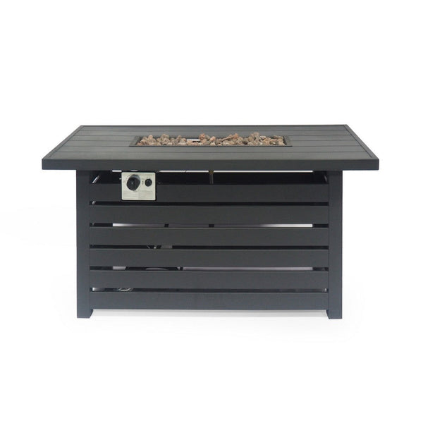Outdoor Fire Pit, Black Iron, Inner Propane Gas Tank Storage, 47 Inch -BM335462