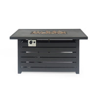 Outdoor Fire Pit, Black Iron, Inner Propane Gas Tank Storage, 47 Inch -BM335462