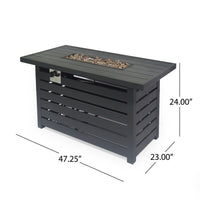 Outdoor Fire Pit, Black Iron, Inner Propane Gas Tank Storage, 47 Inch -BM335462