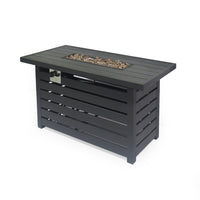 Outdoor Fire Pit, Black Iron, Inner Propane Gas Tank Storage, 47 Inch -BM335462