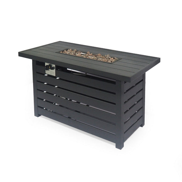 Outdoor Fire Pit, Black Iron, Inner Propane Gas Tank Storage, 47 Inch -BM335462